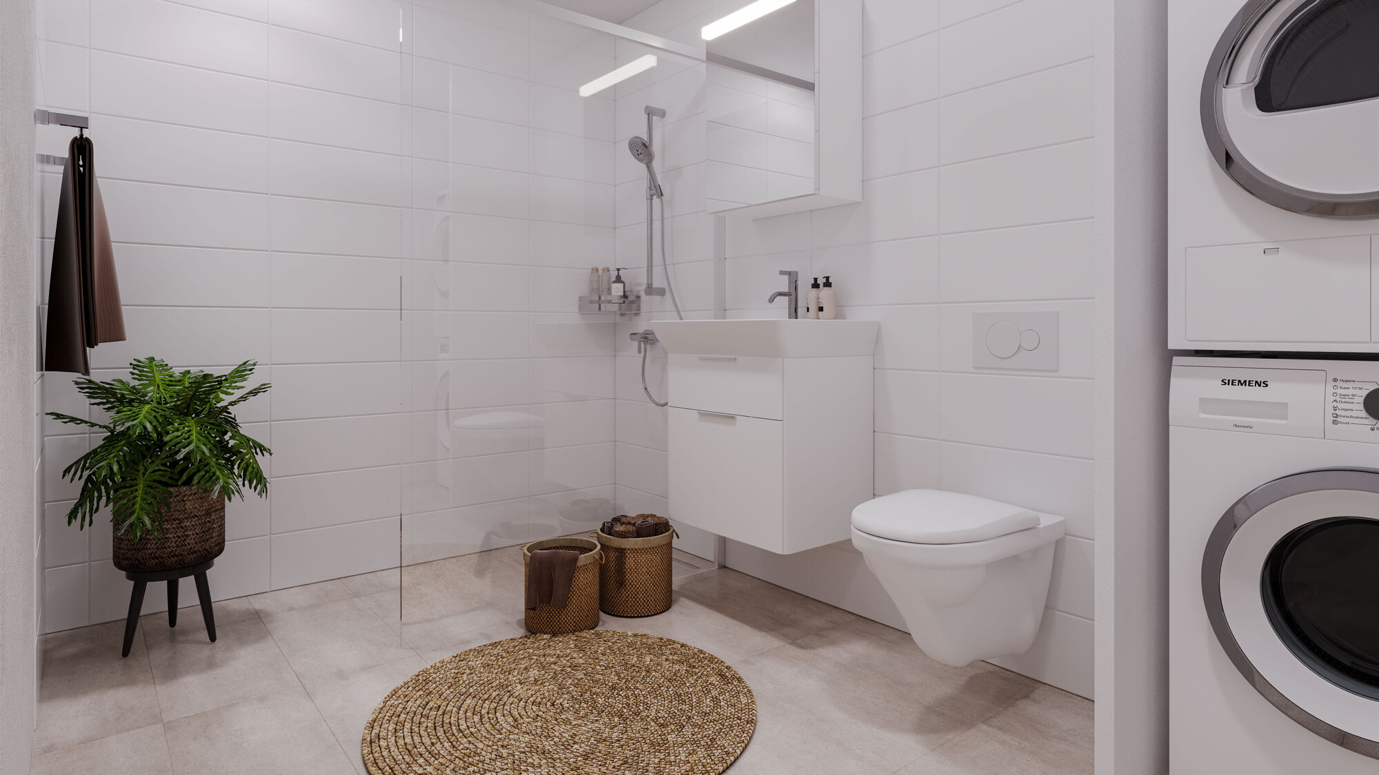 Walk-in-Dusche mit rahmenloser Glaswand am Burghaldenweg