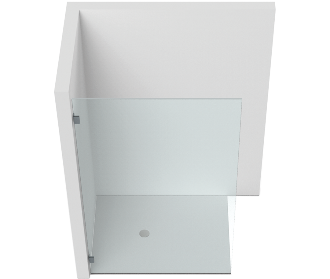 Rahmenlose Walk-In Dusche mit feststehender Trennwand