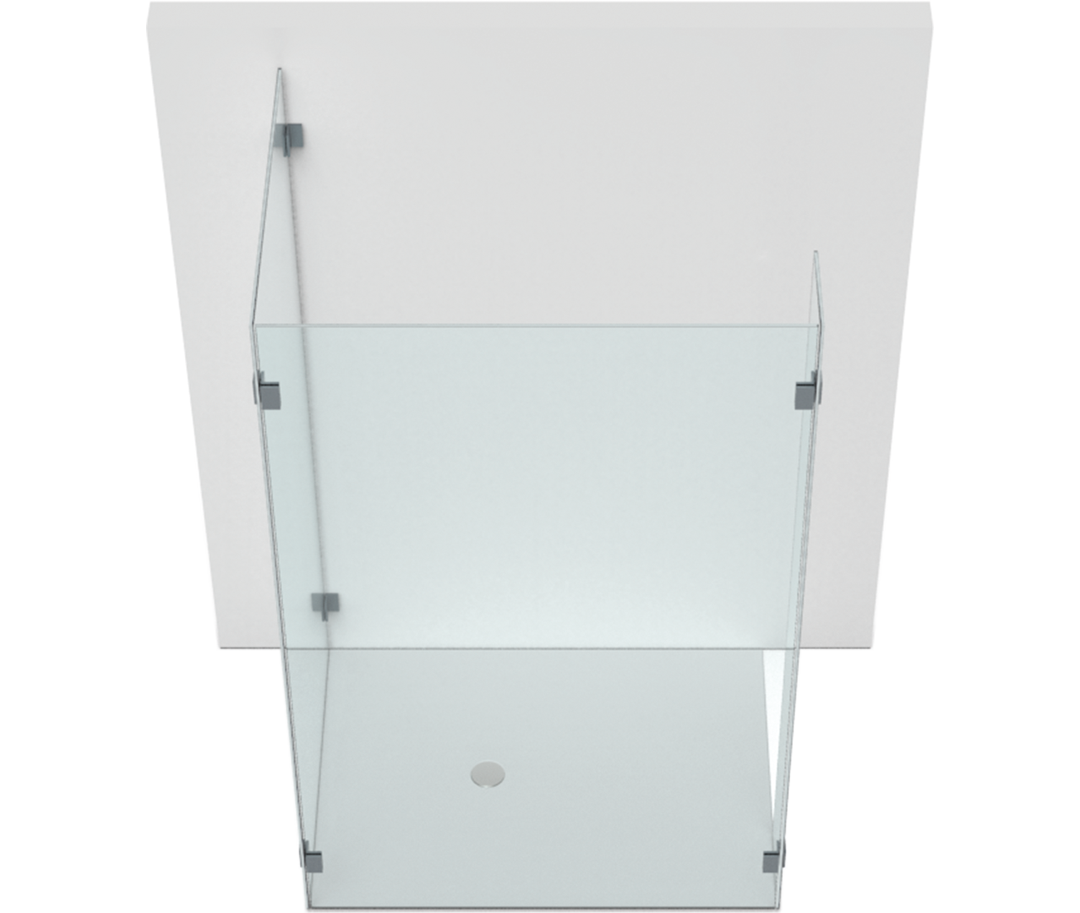 Walk-In Dusche mit durchgehendem Glas-Seitenteil und Frontwand